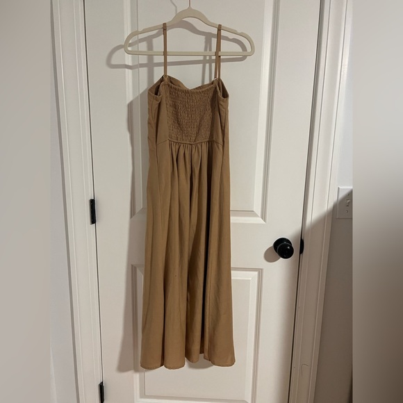 Elegant Tan Spaghetti Strap Dress - Picture 2 of 7